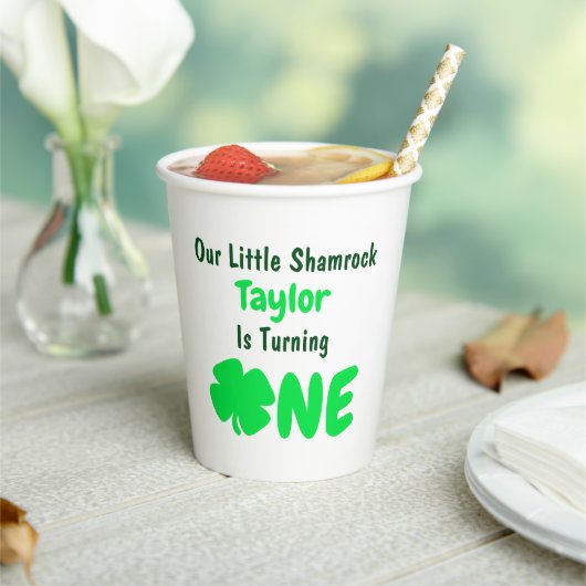 Kleine Shamrock 1st Birthday Paper Cups Papieren Bekers (Insitu)