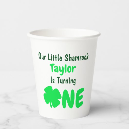 Kleine Shamrock 1st Birthday Paper Cups Papieren Bekers (Voorkant)