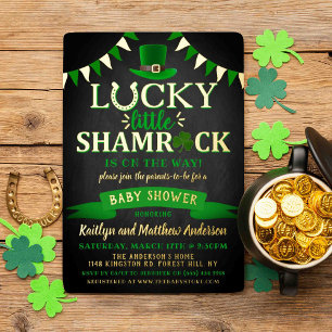 Kleine Shamrock St. Patrick's Day Baby Shower Echt Folie Uitnodiging