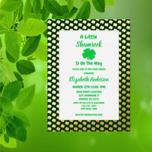 Kleine Shamrock St. Patrick's Day Baby Shower Folie Uitnodiging