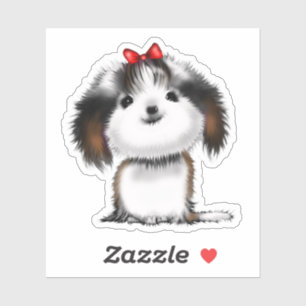 Kleine Shih-tzu Puppy Geanimeerde Illustratie Sticker