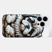 Kleine Shih Tzu-puppy in een mand iPhone-hoes iPhone Hoesje (Achterkant horizontaal)
