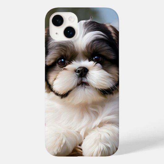 Kleine Shih Tzu Puppymand Bloemen Case-Mate iPhone Case (Achterkant)