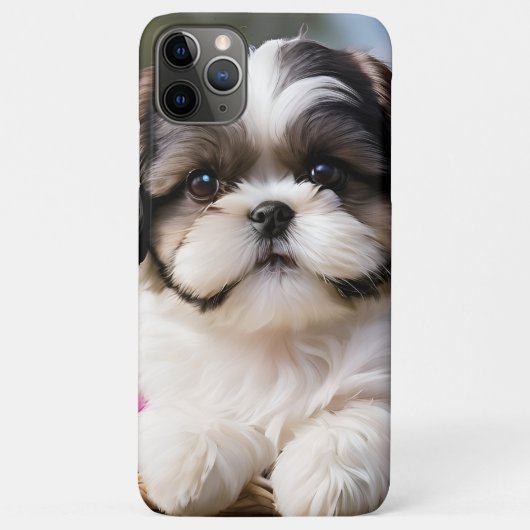 Kleine Shih Tzu Puppymand Bloemen Case-Mate iPhone Case (Achterkant)