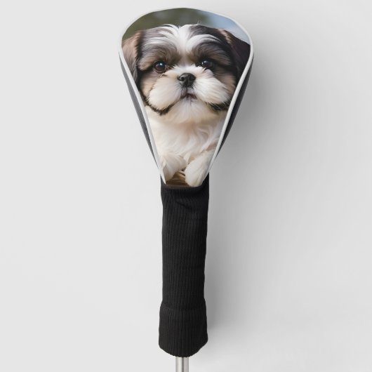 Kleine Shih Tzu Puppymand Bloemen Golfheadcover (Voorkant)