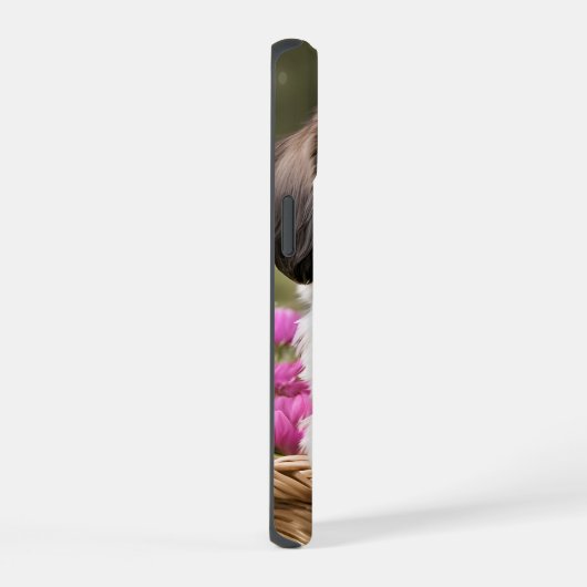 Kleine Shih Tzu Puppymand Bloemen iPhone 15 Case (Rechterkant)
