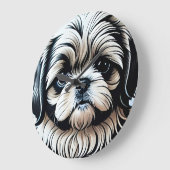 Kleine Shih Tzu ronde wandklok (Hoek)