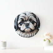 Kleine Shih Tzu ronde wandklok (Huis)