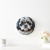 Kleine Shih Tzu ronde wandklok (Huis)