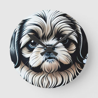 Kleine Shih Tzu ronde wandklok
