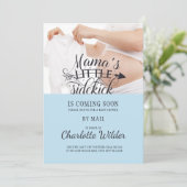 Kleine Sidetrap Baby Bump Blue Boy Shoby Mail Kaart (Staand voorkant)