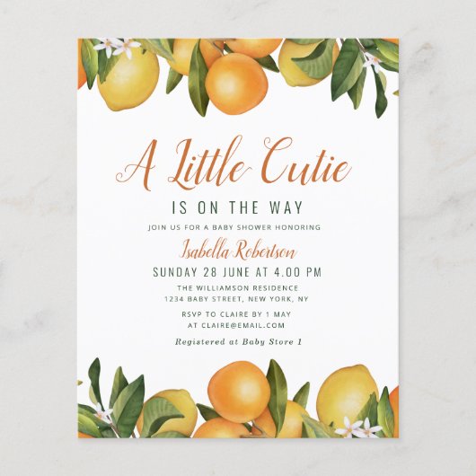 kleine sinaasappel baby shower met kutcitrusvrucht (Voorkant)