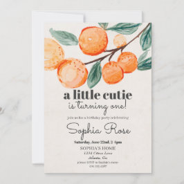 Kleine sinaasappel eerste verjaardag uitnodiging