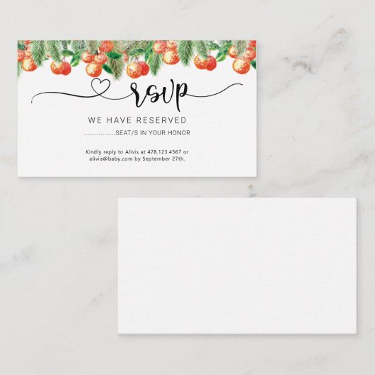 Kleine sinaasappel RSVP-bijsluitkaart Informatiekaartje (Voorkant / Achterkant)