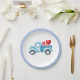 Kleine Single Blue Truck Valentijn Party Papieren Bordje