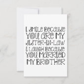 KLEINE SISTER-IN-WET BEDANKKAART (Voorkant)