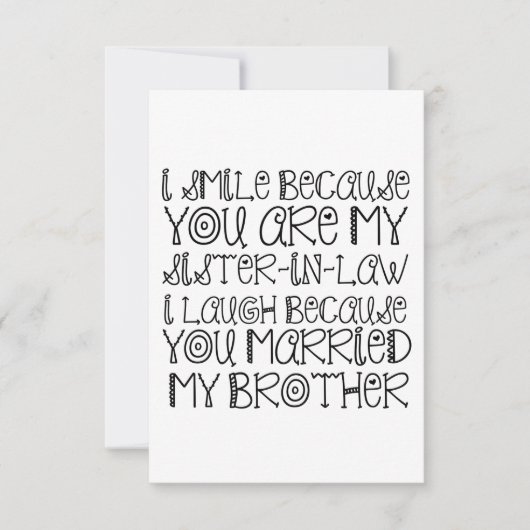 KLEINE SISTER-IN-WET BEDANKKAART (Voorkant)