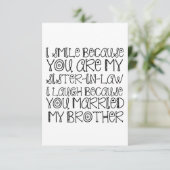 KLEINE SISTER-IN-WET BEDANKKAART (Staand voorkant)