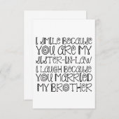 KLEINE SISTER-IN-WET BEDANKKAART (Voorkant / Achterkant)