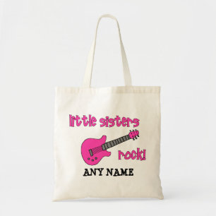 Kleine Sisters Rock! met roze gitaar Tote Bag