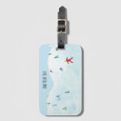 Kleine skiërs op Snowy Hill gepersonaliseerd Bagagelabel (Voorkant (verticaal))
