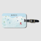 Kleine skiërs op Snowy Hill gepersonaliseerd Bagagelabel (Voorkant (horizontaal))