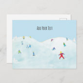 Kleine skiërs op Snowy Hill gepersonaliseerd Briefkaart (Voorkant / Achterkant)