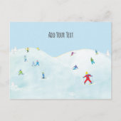 Kleine skiërs op Snowy Hill gepersonaliseerd Briefkaart (Voorkant)