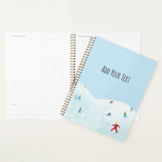 Kleine skiërs op Snowy Hill gepersonaliseerd Planner (Display)