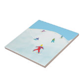Kleine skiërs op Snowy Hill Tegeltje (Zijkant)