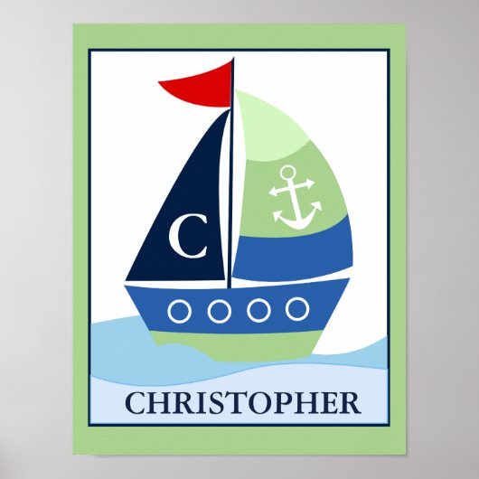 Kleine Skipper Zeilboot Aangepaste Naam Print (Voorkant)