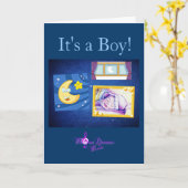 Kleine Slaapende Engel Het is een jongen! Wenskaar Kaart (Gele Bloem)