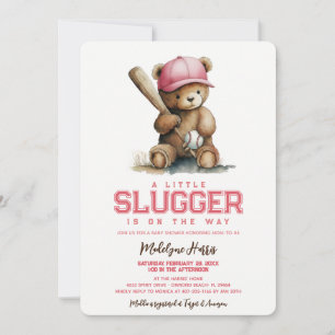 Kleine Slagman Meisje Teddybeer Babyfeestje Kaart