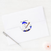 Kleine Slagman Sneeuwman Ronde Sticker (Envelop)