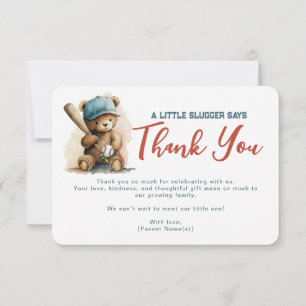 Kleine Slagman Teddybeer Honkbal Jongen Baby Showe Bedankkaart
