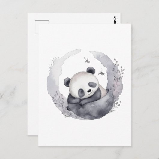 Kleine Sleepy Waterverf Baby Panda Beer Briefkaart (Voorkant / Achterkant)