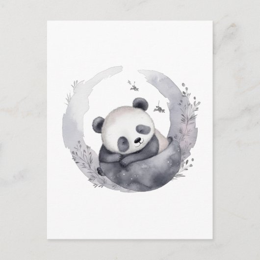 Kleine Sleepy Waterverf Baby Panda Beer Briefkaart (Voorkant)
