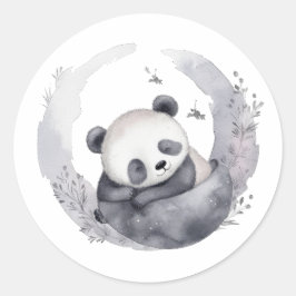 Kleine Sleepy Waterverf Baby Panda Beer Ronde Sticker