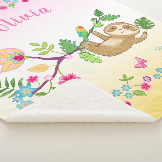 Kleine slet op roze en gele achtergrond sherpa deken (3/4)