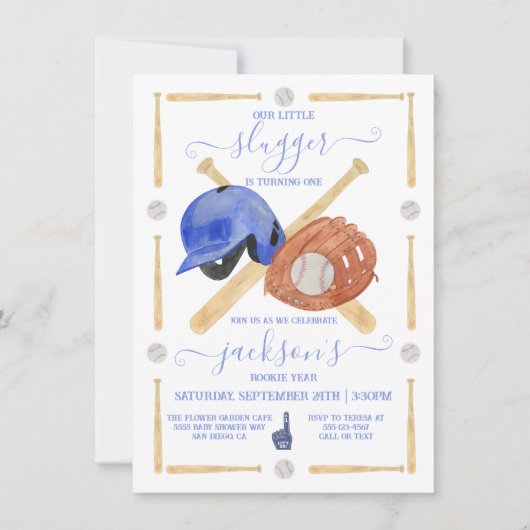 Kleine sloeber honkbal verjaardagsfeestje kaart (Voorkant)