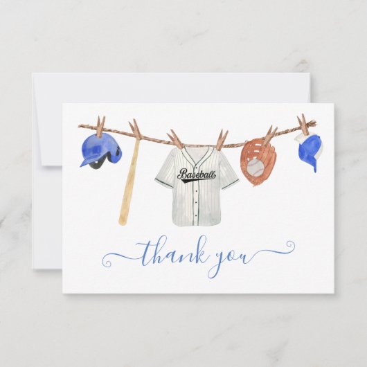 Kleine sloeber honkbal waslijn dank u nota (Voorkant)