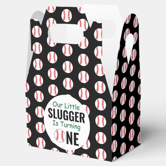 Kleine Slugger Baseball 1e verjaardag Favor Box Bedankdoosjes (Geopend)
