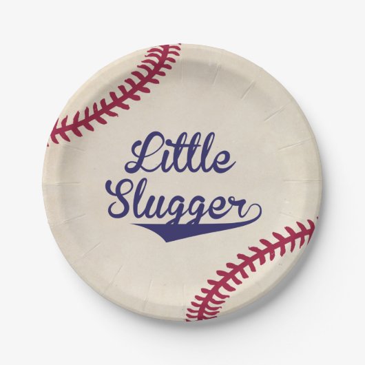 Kleine Slugger Baseball Baby shower Papier Borden Papieren Bordje (Voorkant)