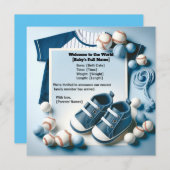 Kleine Slugger geboorte aankondiging (Voorkant / Achterkant)