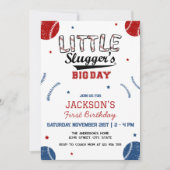 Kleine Slugger's Grote Dag I 1e Honkbal Verjaardag Kaart (Voorkant)