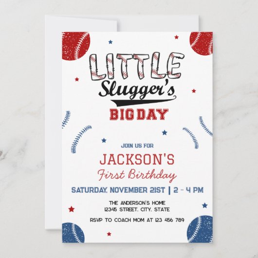 Kleine Slugger's Grote Dag I 1e Honkbal Verjaardag Kaart (Voorkant)