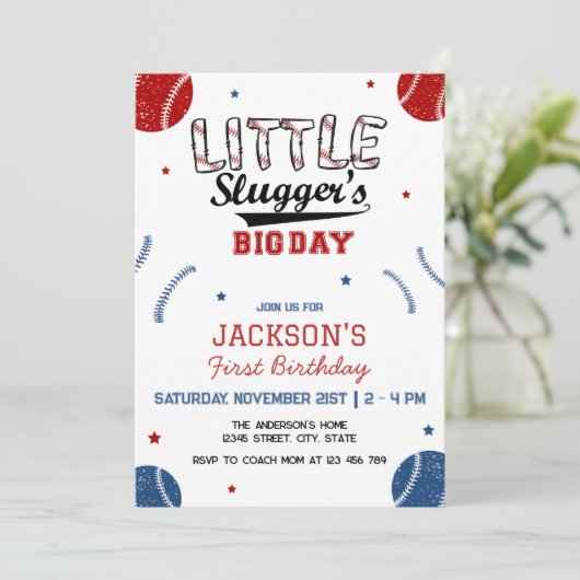 Kleine Slugger's Grote Dag I 1e Honkbal Verjaardag Kaart (Staand voorkant)