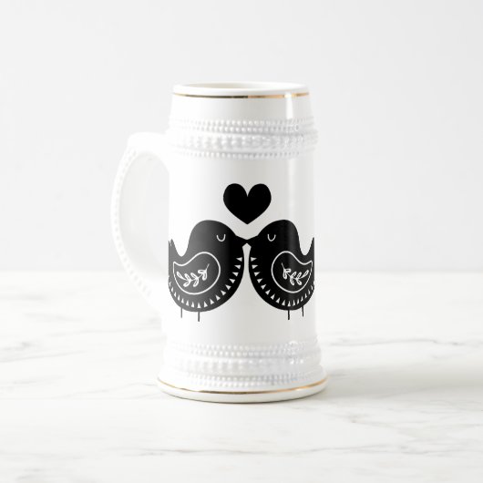 Kleine snaken zogende vogels valentijn bier stein bierpul (Voorkant links)