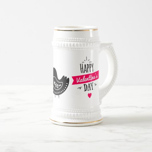 Kleine snaken zogende vogels valentijn bier stein bierpul (Voorkant rechts)