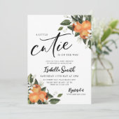 Kleine snee op weg naar Citrus Oranje Baby shower Kaart (Staand voorkant)